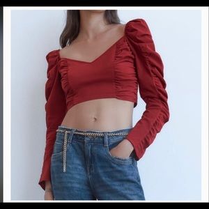 Zara cropped ruched top